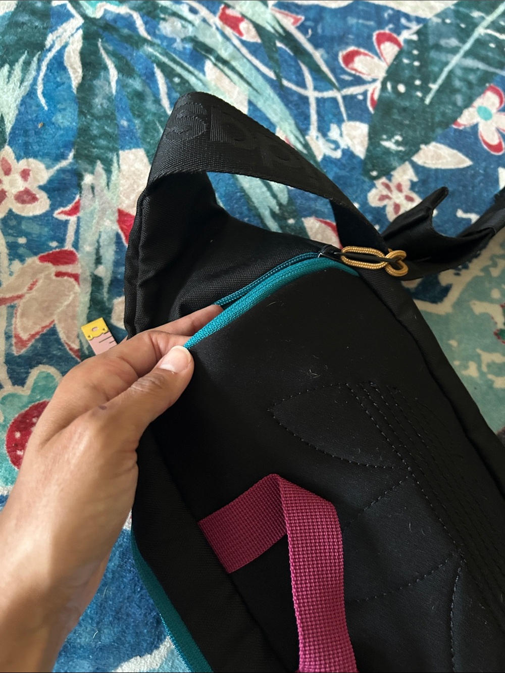 adidas | Black Waist Pack with Teal and Magenta Highlights - Picture 7 of 9